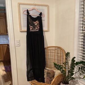Black Custom Graphic Maxi Tunic